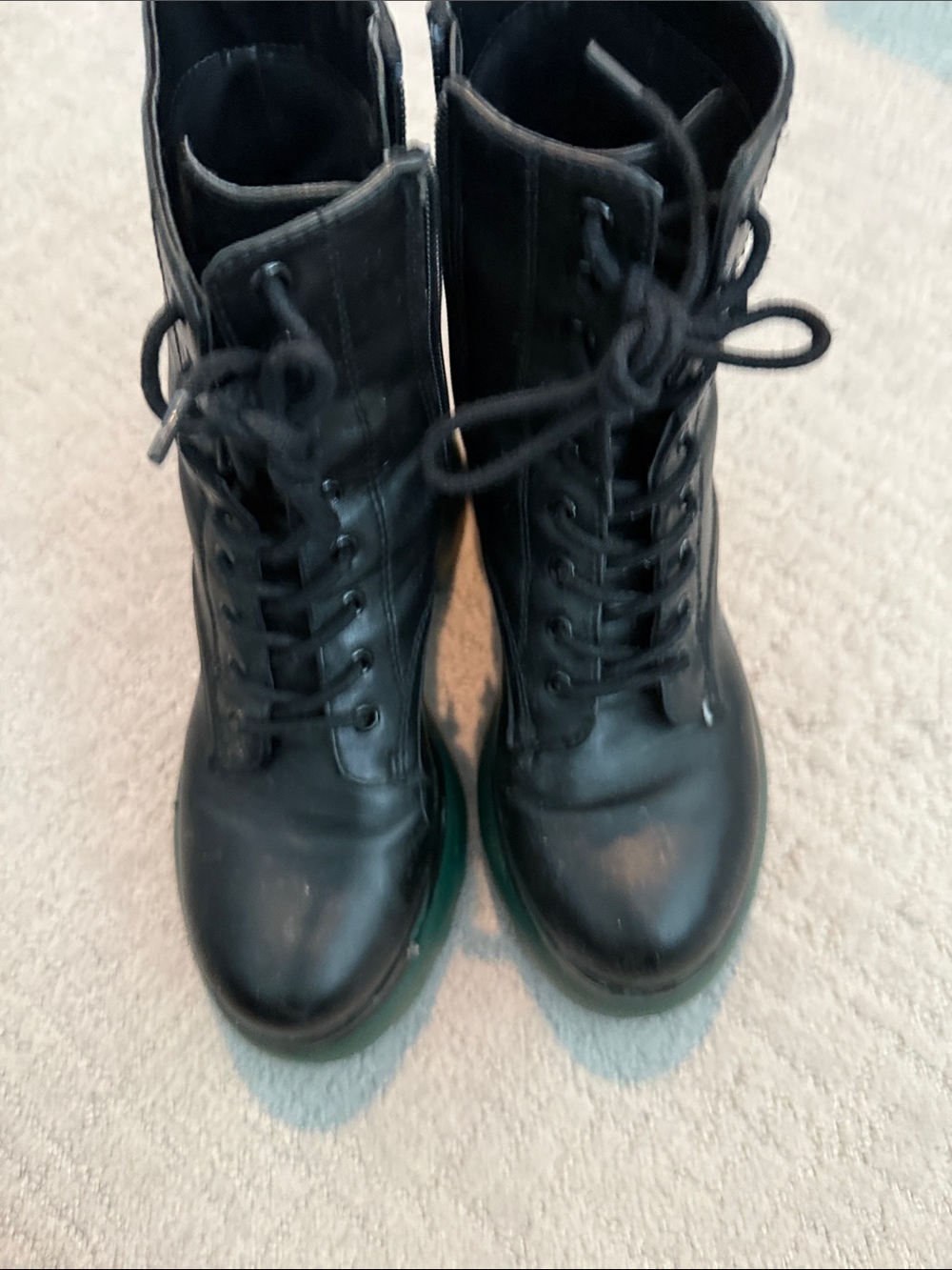 Bar III Black Lace-Up Boots with Green Sole